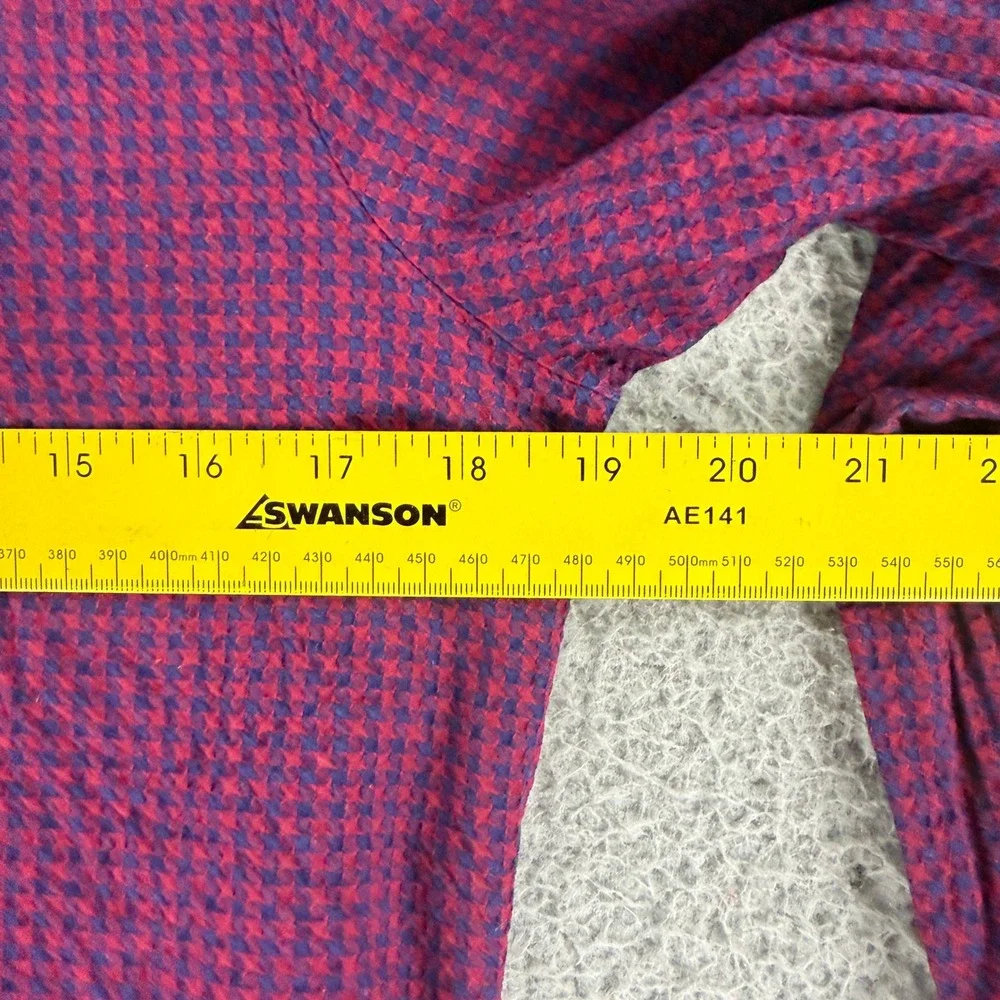 Nara Camicie Button Down Shirt Mens Small Red Blue Micro Check Seersucker Italy